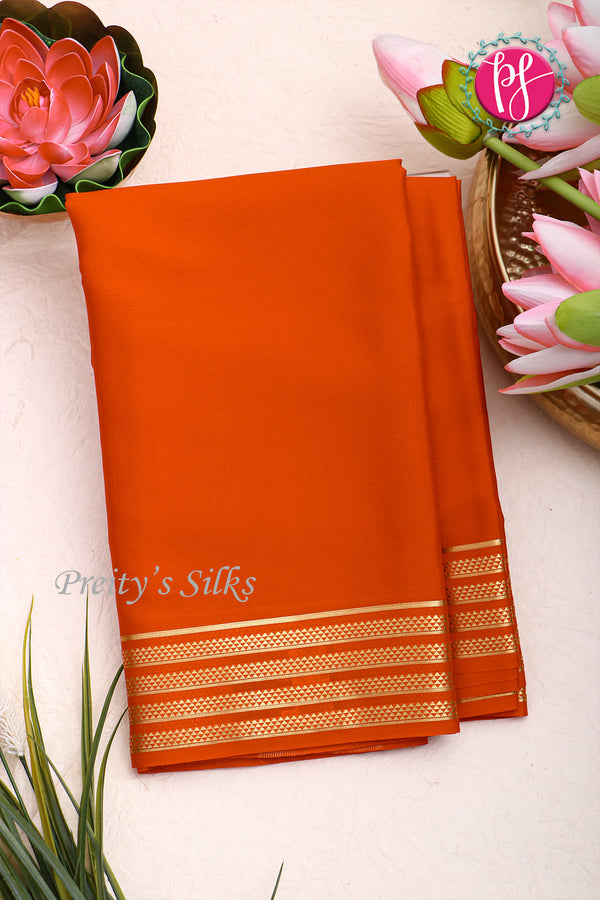 Pure Mysore Crepe Silk Saree -Orange-PA03145