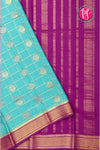 Pure Mysore Crepe Silk Saree -Seablue And Purple-PA72877