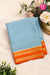 Pure Mysore Crepe Silk Saree -Slateblue And Orange-PF86103