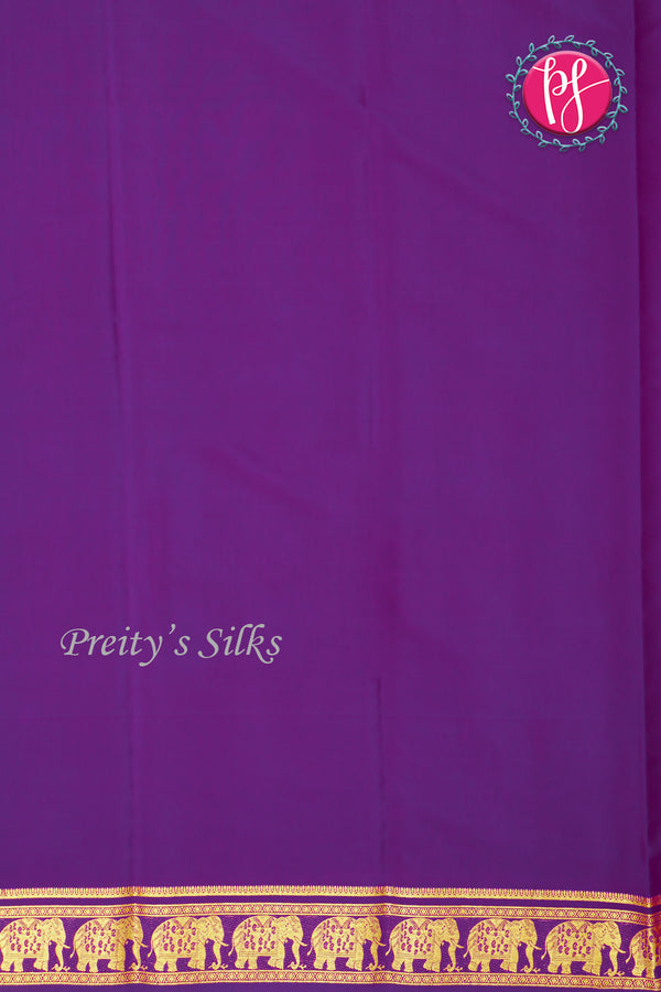 Pure Mysore Crepe Silk Saree-Contrast-Rustorange And Purple-PA19804