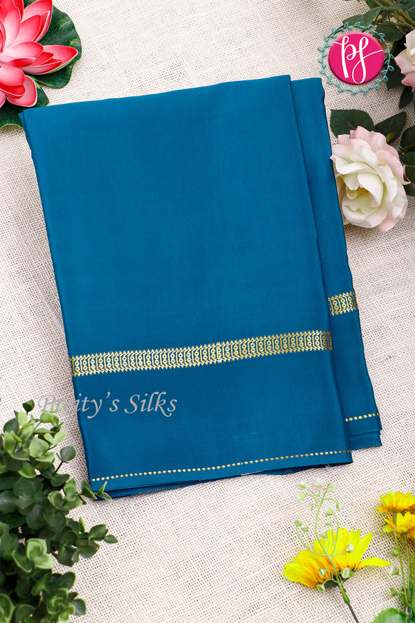 Pure Mysore Crepe Silk Saree-Tealblue-PA19482