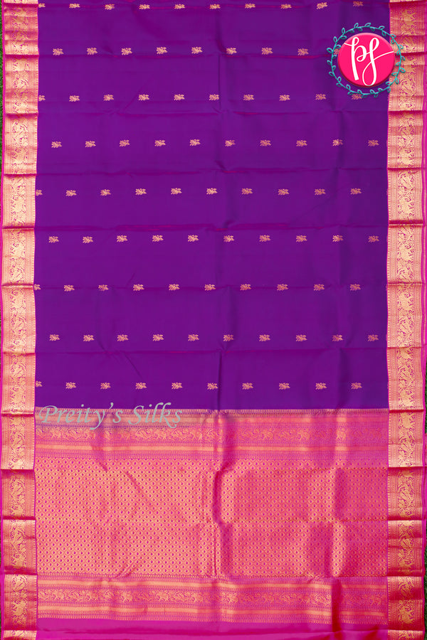 Pure Kanchipuram Silk Saree-RoyalPurple And Pink-PA23542