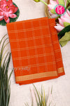 Pure Mysore Crepe Silk Saree-Doublechecks-Orange-PA20527