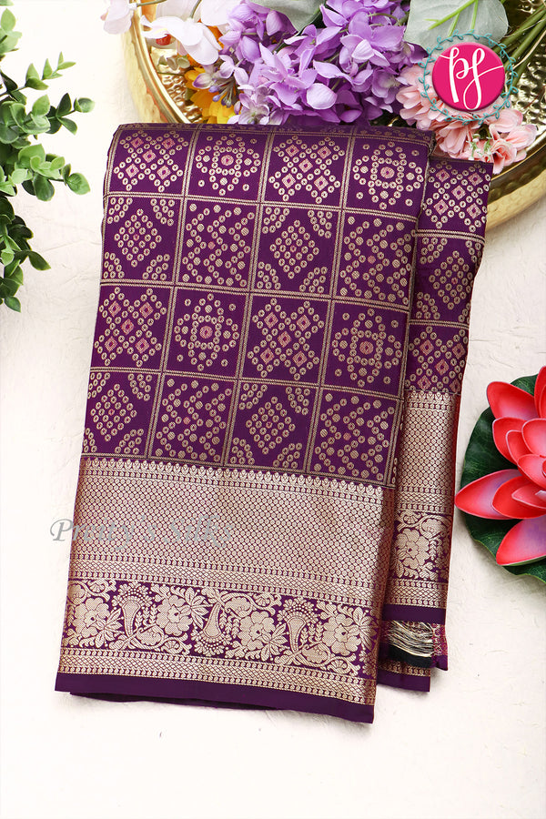 Pure Kanchipuram Silk Saree-Darkpurple -PA04484