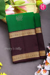 Pure Kanchipuram Silk Saree-Darkgreen And Very Dark Raspberry- PA17555