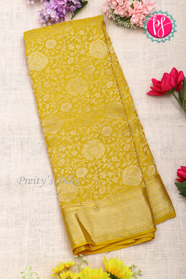 PURE KADDI BANARASI GEORGETTE SILK SAREE-Mehandigreen-PA23868