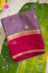 Pure Mysore Crepe Silk Saree- Steel Gray And Mejentapink-PA56316