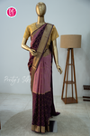 Pure Mysore Crepe Silk Saree-Half And Half pattern-Mauve And Deepwine- PA56238