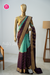 Pure Mysore Crepe Silk Saree-Half And Half pattern-DistempergreenAnd DeepPurple- PA56238