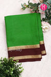 Pure Mysore Crepe Silk Saree -Green And Deepbrown-PF86048