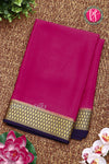 Pure Mysore Crepe Silk Saree -Pink with Navy Blue-PF79511