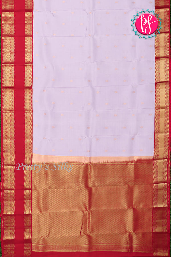 Half Pure Kanchipuram Silk Saree-Pale lavender And Red-PA25919