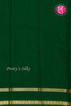 Pure Mysore Crepe Silk Saree-Red And Bottlegreen- PA22264