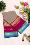 Pure Mysore Crepe Silk Saree-Muted Clay And Pink And skyblue-PA86236