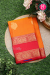 Half Pure Kanchipuram Silk Saree-Orange And Red-PA25793