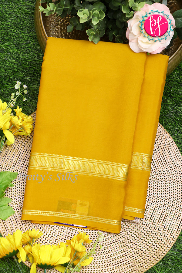 Pure Mysore Crepe Silk Saree-Mustardyellow-PA21800