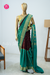 Pure Mysore Crepe Silk Saree-Half And Half pattern-Chocolatebrown And Tealblue-PA56238