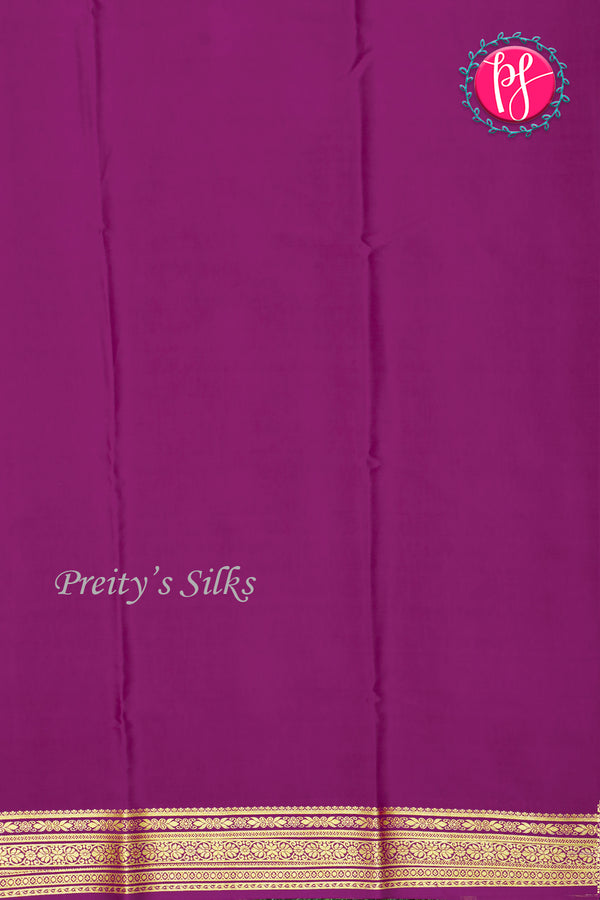 Pure Mysore Crepe Silk Saree-Bluishgrey And Wine-PA2890737