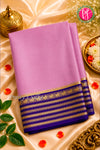 Pure Mysore Crepe Silk Saree-Mauvepink And Navyblue-PF73884