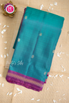Half Pure Kanchipuram Silk Saree -Dark Aquablue with Purple-PA56648