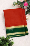 Pure Mysore Crepe Silk Saree -Red And BottleGreen-PF860498