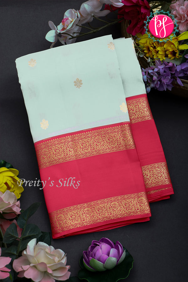 Half Pure Kanchipuram Silk Saree-Light Pastel Green And Red-PA25832