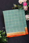 Pure Mysore Crepe Silk Saree -Light spring green And Orange- PA09448
