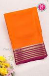 Pure Mysore Crepe Silk Saree-Brick orange And Darkpink-PF66917
