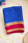 Pure Mysore Crepe Silk Saree-Royalblue And Pink-PA56208