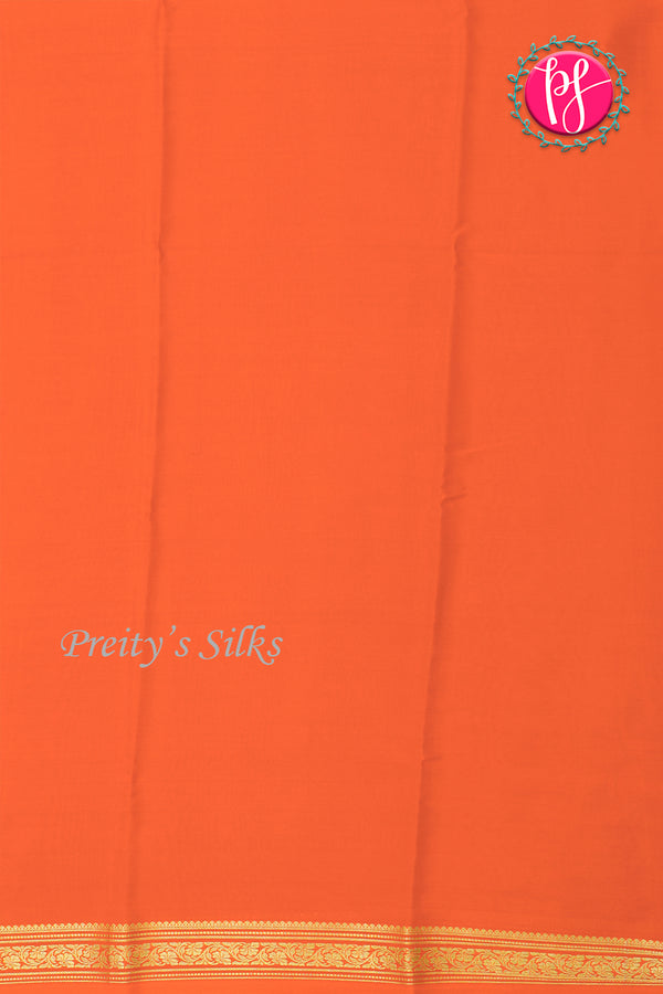 Pure Mysore Crepe Silk Saree-Pastel mint green And Orange-PA28638