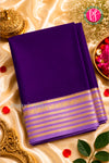 Pure Mysore Crepe Silk Saree-Purple And Lightlavender-PF73884