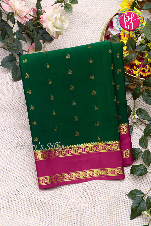 Pure Mysore Crepe Silk Saree With Bentex Border-PF80241