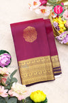 Half Pure Kanchipuram Silk Saree-Dark Magenta And Dark purple-PA25832