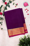 Pure Mysore Crepe Silk Saree -Deeppurple And Pink-PF82887