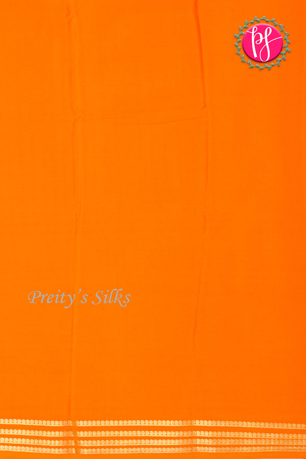 Pure Mysore Crepe Silk Saree-Black And Orange-PA19960