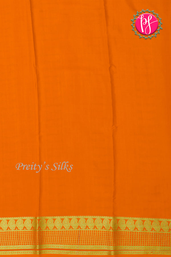Pure Mysore Crepe Silk Saree-Pistagreen And Lightorange-PA26566