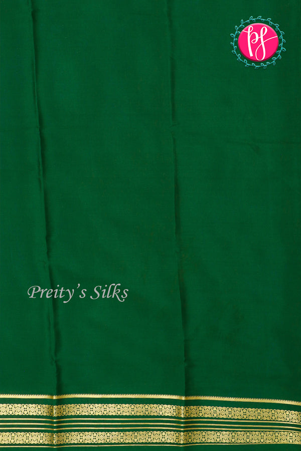 Pure Mysore Crepe Silk Saree-Yellow And Bottlegreen-PA29003