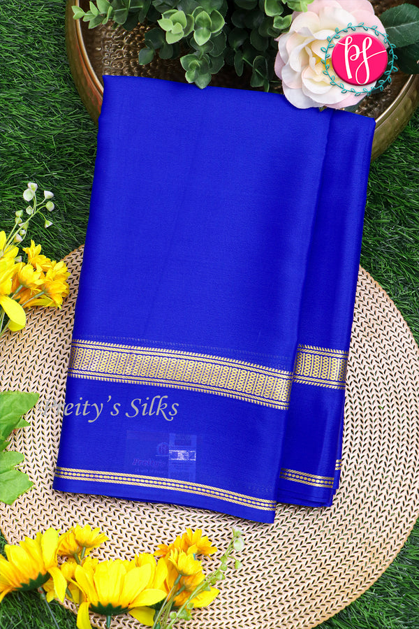 Pure Mysore Crepe Silk Saree-Royalblue-PA21800