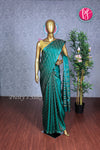 PURE KADDI BANARASI GEORGETTE SILK SAREE-Darkgreen-PA14778
