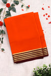 Pure Mysore Crepe Silk Saree -Rustorange And Chololate Brown-PF79543