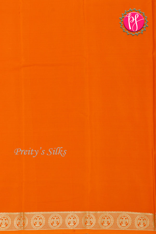 Pure Mysore Crepe Silk Saree-Gandaberunda self-Orange-PA29132