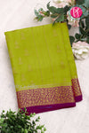 Pure Mysore Crepe Silk Saree -Olive green And Mejentapink-PA01162
