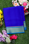 Pure Mysore Crepe Silk Saree-Royalblue And Tealblue-PA22355