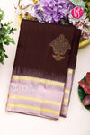 Pure Kanchipuram Silk Saree-Chocolate brown And Lightpink- PA04408