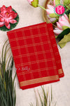 Pure Mysore Crepe Silk Saree-Doublechecks-Red-PA20527
