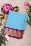 Pure Mysore Crepe Silk Saree-Sky Blue And Purple-PA20648
