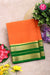 Pure Mysore Crepe Silk Saree-Marigold orange And Green-PA19929