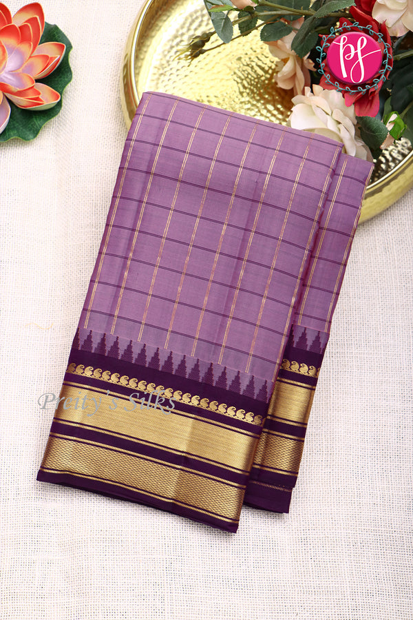 Half Pure Kanchipuram Silk Saree-Lavender And Purple-PF82198