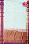 Pure Kanchipuram Silk Saree-Iceblue And Purple-PA23554