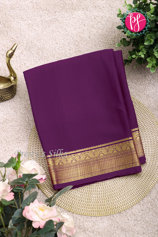 Pure Mysore Crepe Silk Saree-Deep Purple-PF84310